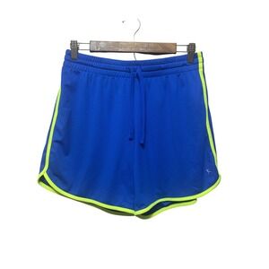 Danskin Now Women's Athletic Shorts Blue Yellow‎ Trim Medium M Gym Activewear